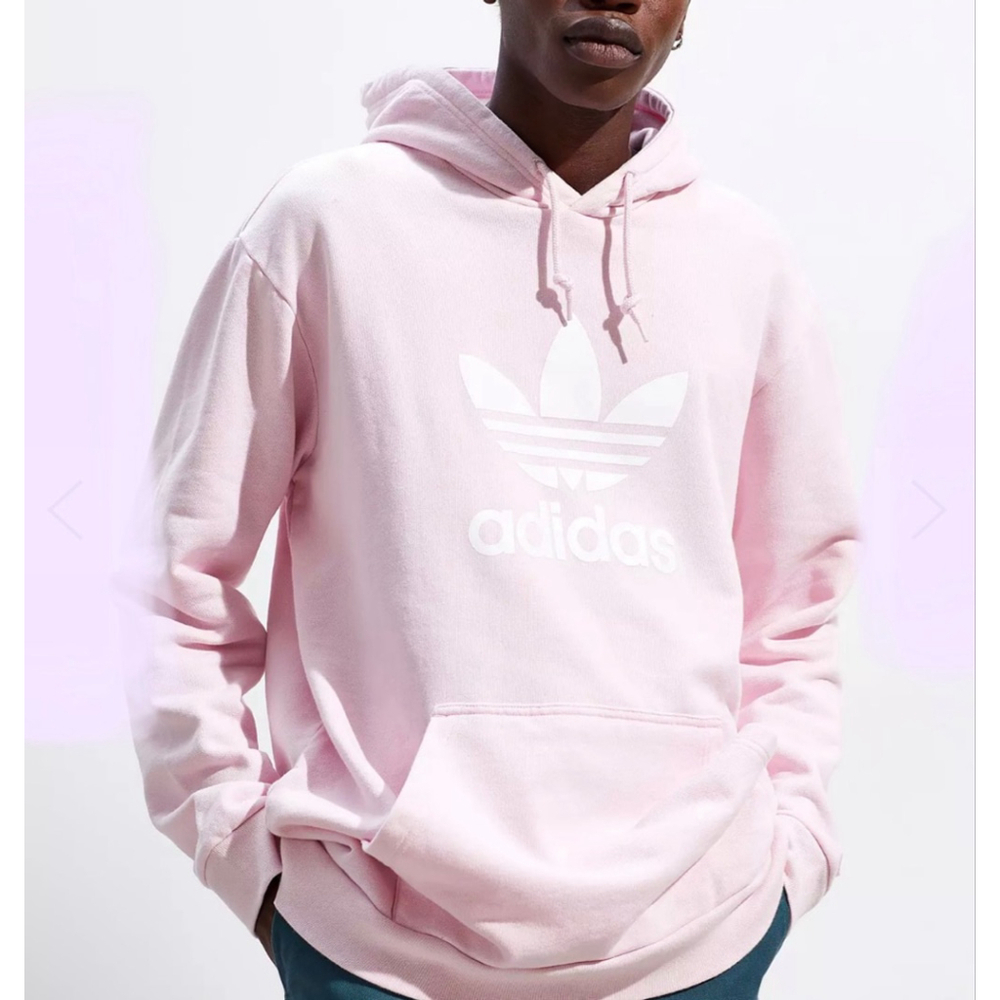 Men's Adidas Pink Trefoil Logo Hoodie M